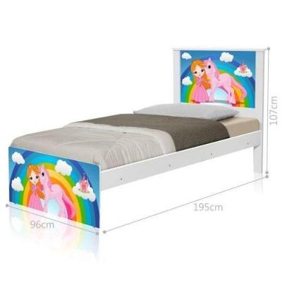 Cama Juvenil Com Cabeceira Barcelona Princesa E Unicórnio