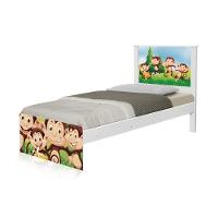 Cama Solteiro Com Cabeceira Adesivada Safari Macaquinhos - 2