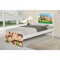 Cama Solteiro Com Cabeceira Adesivada Safari Macaquinhos - 3