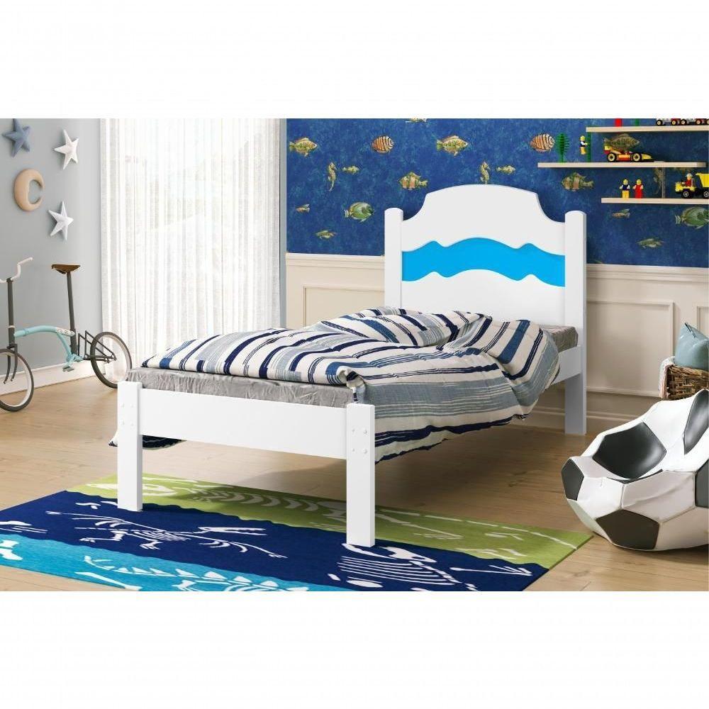 Cama Solteiro Iris Branco Rosa Com Colchão - 4