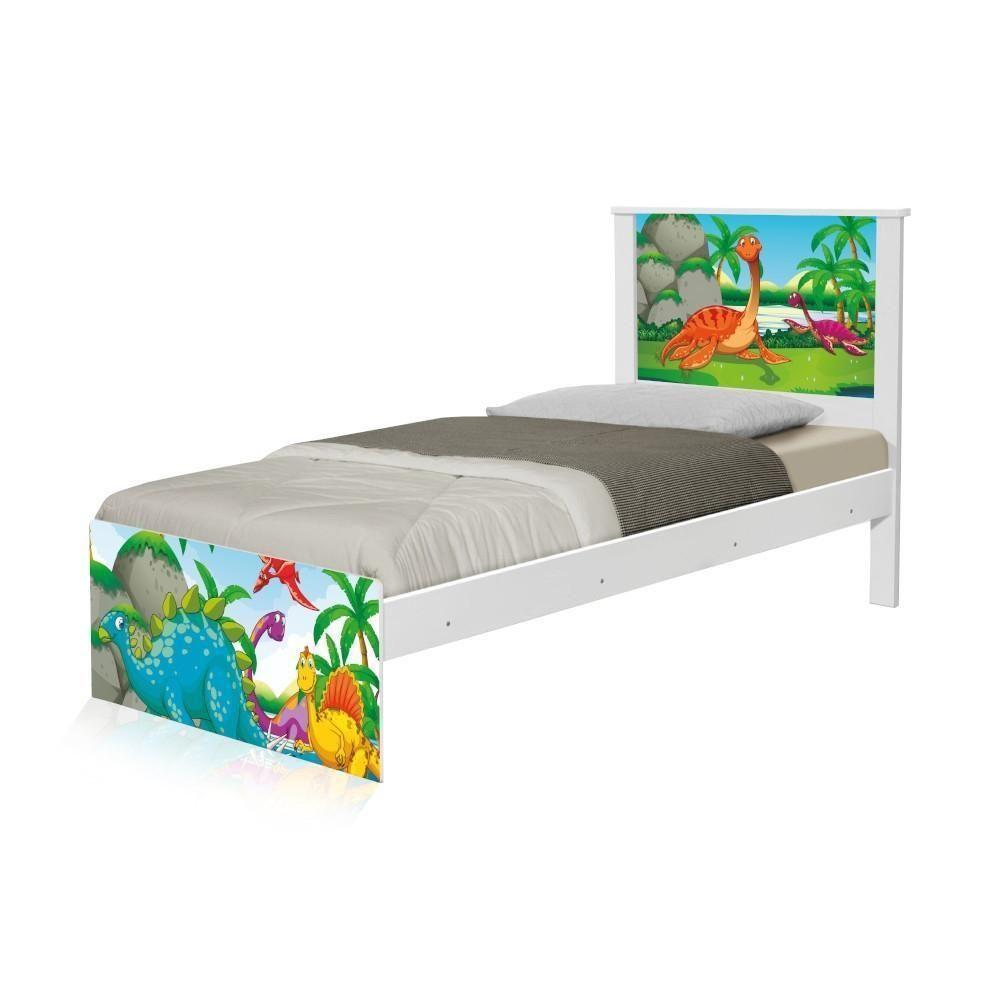 Cama Solteiro Com Cabeceira Adesivada Dinossauros No Lago - 2