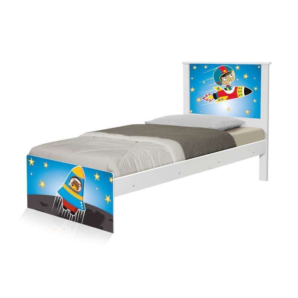 Cama Solteiro Adesivada Astronauta Com Colchão - 1