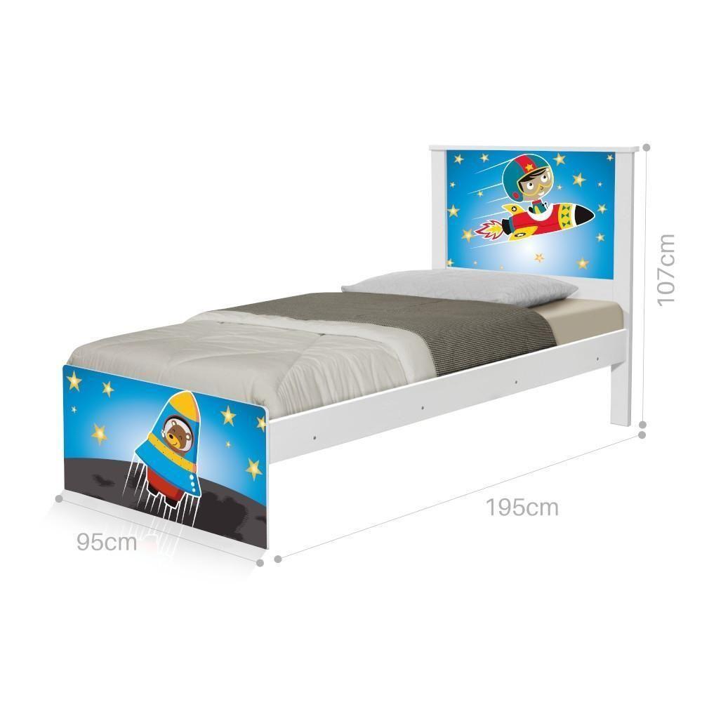 Cama Solteiro Adesivada Astronauta Com Colchão - 4