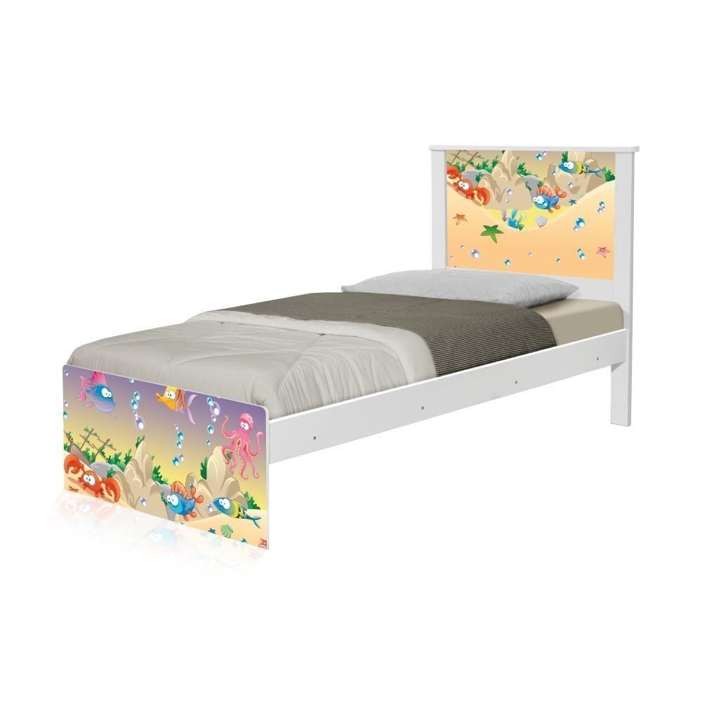 Cama Solteiro Adesivada Fundo Do Mar Feliz Com Colchão - 2
