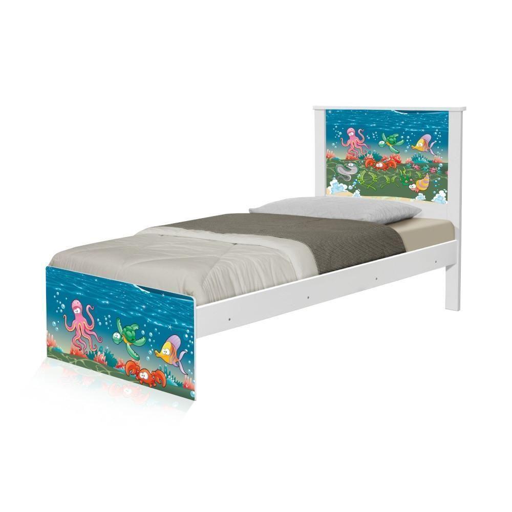 Cama Solteiro Adesivada Fundo Do Mar Com Colchão - 2