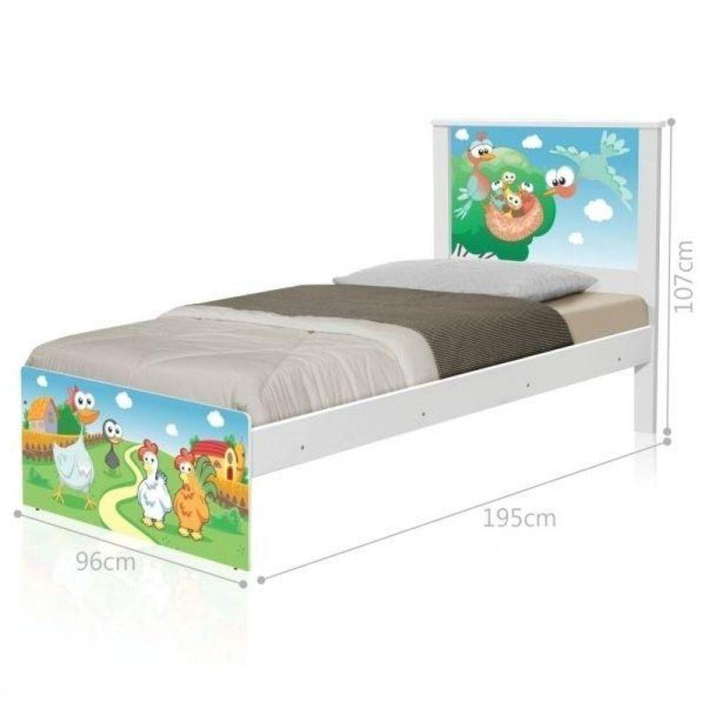 Cama Solteiro Adesivada Fazendinha Com Colchão - 1