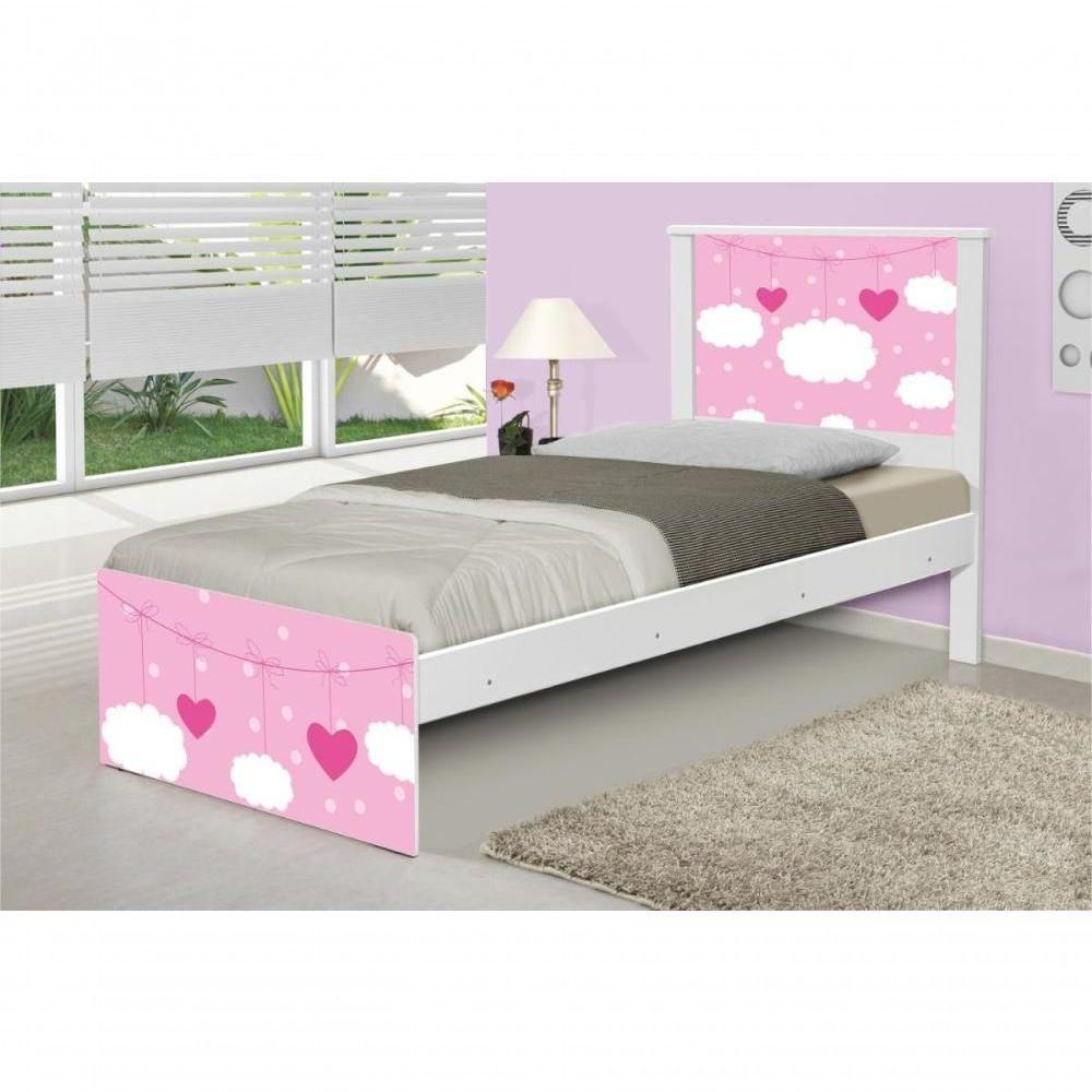 Cama Solteiro Com Cabeceira Adesivada Nuvens Menina - 3