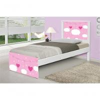 Cama Solteiro Com Cabeceira Adesivada Nuvens Menina - 3