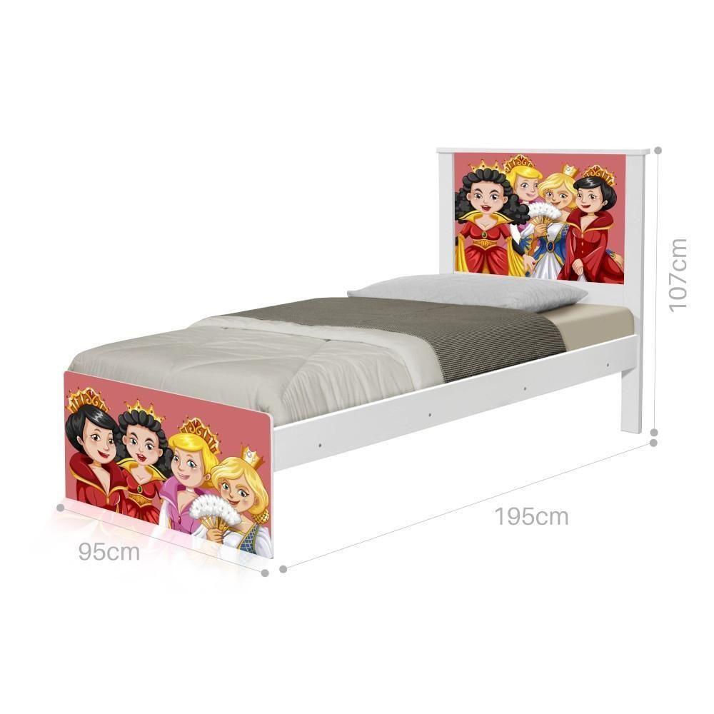 Cama Solteiro Adesivada Princesas Medievais Com Colchão - 1