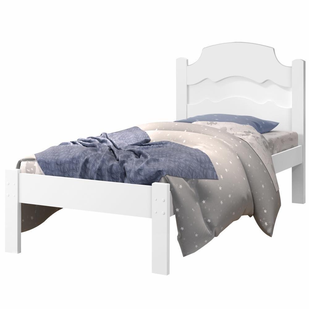 Cama Solteiro Iris Branco E Azul Branco Com Colchão - 1