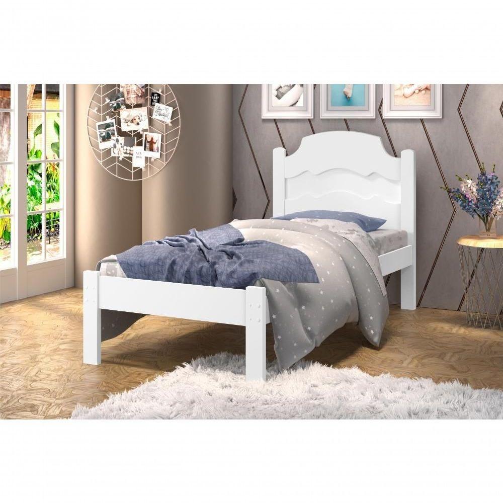 Cama Solteiro Iris Branco E Azul Branco Com Colchão - 3