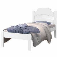 Cama Solteiro Iris Branco E Azul Branco Com Colchão - 1