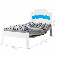 Cama Solteiro Iris Branco E Azul Branco Com Colchão - 2