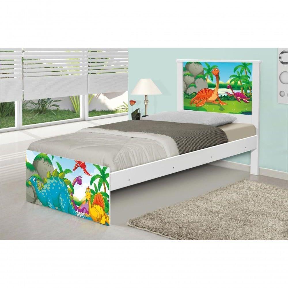 Cama Solteiro Adesivada Dinossauros No Lago Com Colchão - 4