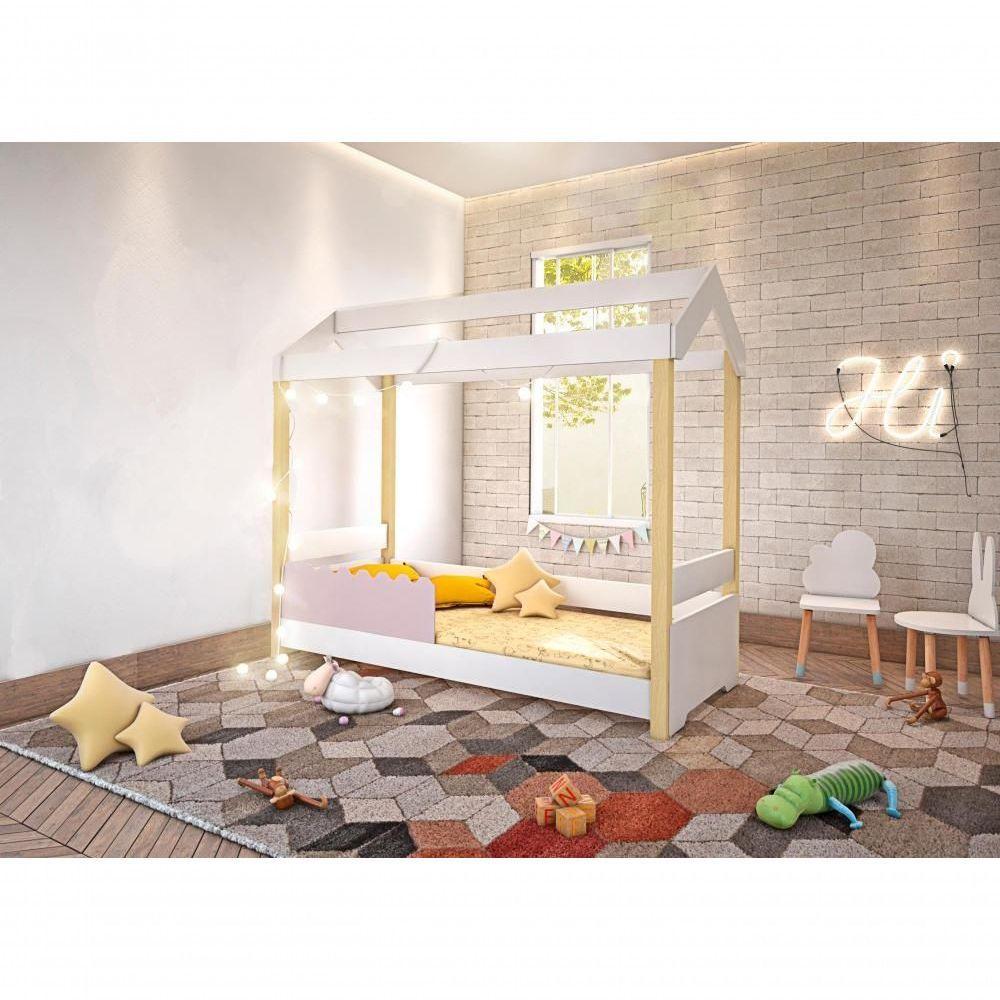 Cama Jéssica Solteiro Branco/rosê Com Led - 3