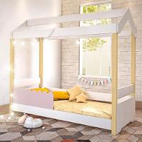 Cama Jéssica Solteiro Branco/rosê Com Led E Colchão - 1