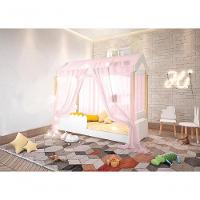 Cama Jéssica Solteiro Branco Voal Rosa Com Colchão E Led - 3