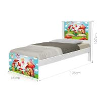 Cama Solteiro Com Cabeceira Adesivada Mundo Das Fadinhas - 1