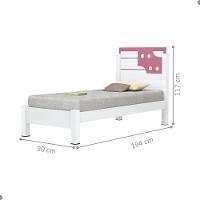 Cama Luíza Solteiro Com Cabeceira Branco Rosa - 2