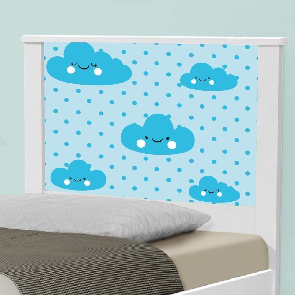 Cama Solteiro Com Cabeceira Adesivada Nuvem Menino - 4