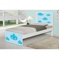 Cama Solteiro Com Cabeceira Adesivada Nuvem Menino - 3