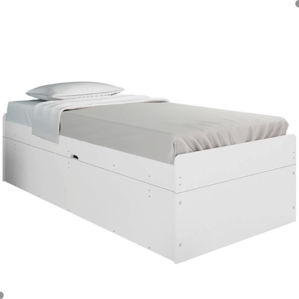 Cama Solteiro Com Baú Cinthya Branco - 3