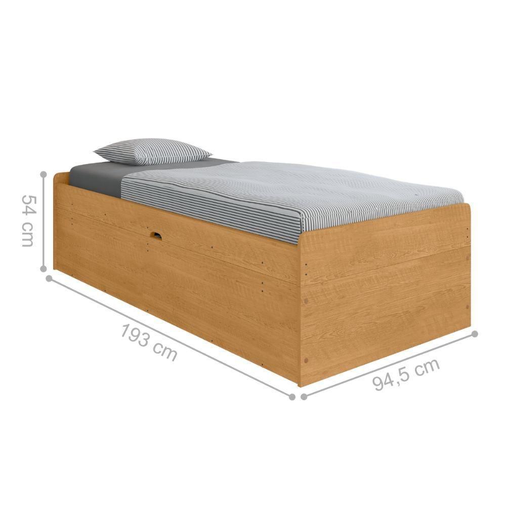Cama De Solteiro Com Baú Naviraí Naturalle - 3