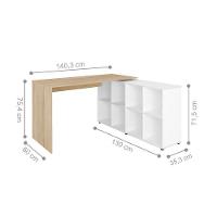 Conjunto Escrivaninha E Estante Herne Carvalho Branco - 2