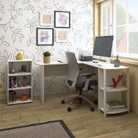 Conjunto Escrivaninha E Estante Herne Carvalho Branco - 4