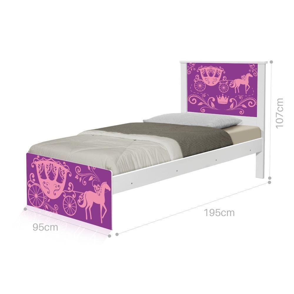 Cama Solteiro Com Cabeceira Adesivada Carruagem Princesa - 1