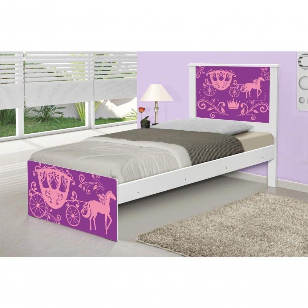 Cama Solteiro Com Cabeceira Adesivada Carruagem Princesa - 3