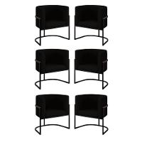 Kit 06 Poltronas Lua Sala Decorativa Base Ferro Black Veludo Preto - 5