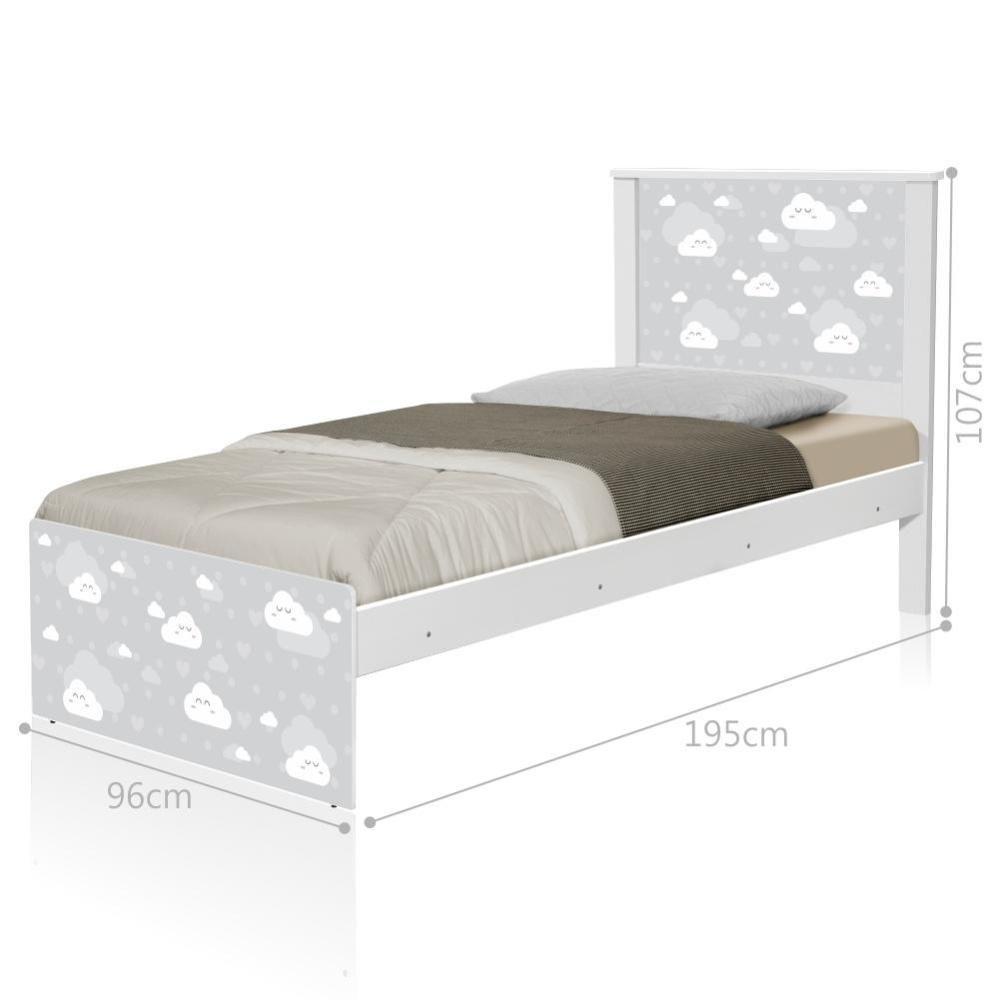 Cama Juvenil Barcelona Nuvem Cinza Menino E Menina Colchão - 1