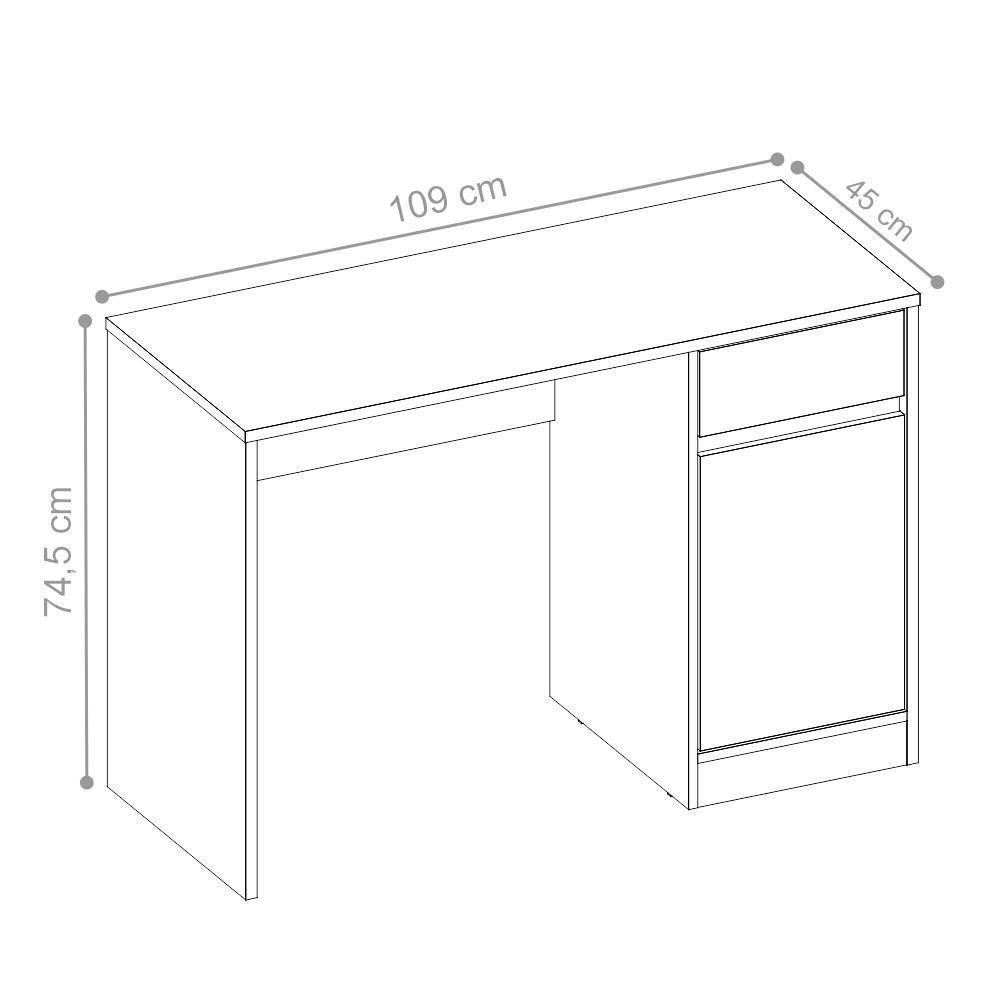 Escrivaninha Com 1 Gaveta Lewis Branco - 2