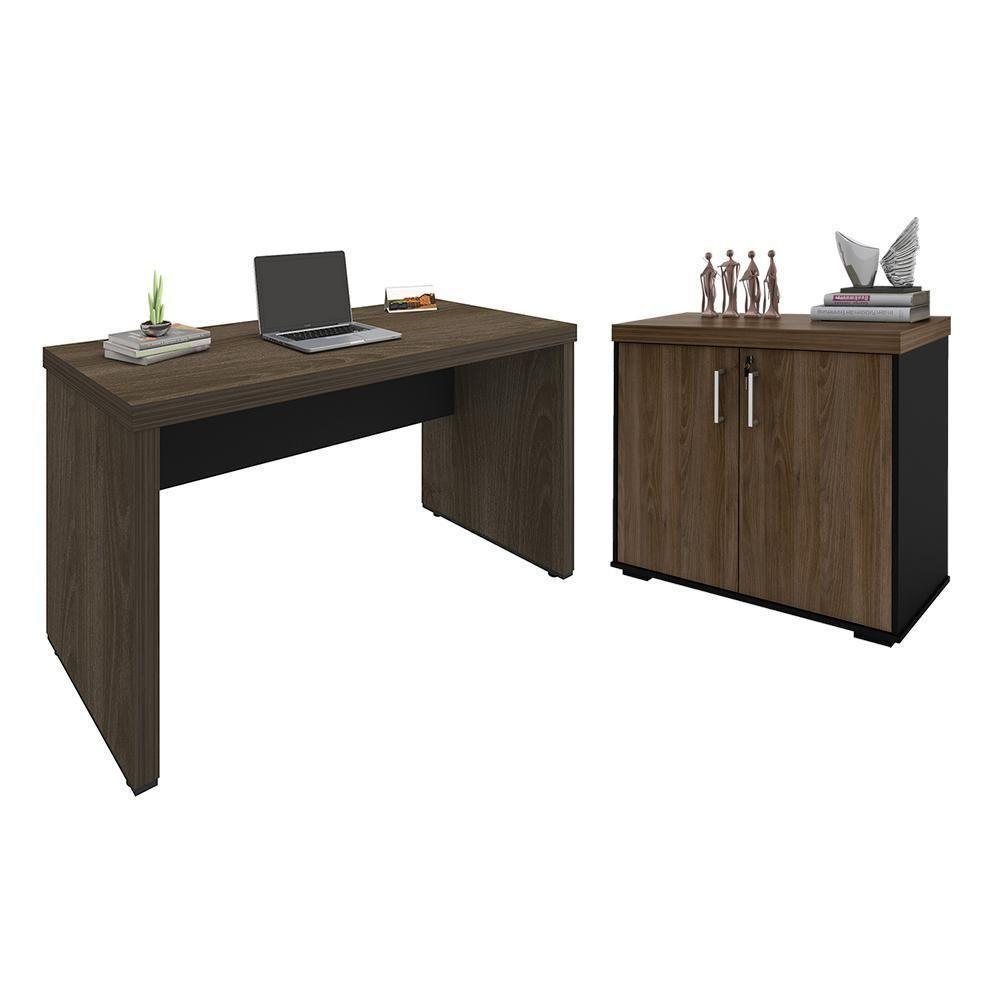 Conjunto Escrivaninha E Balcão Coldfield Charuto Preto - 1