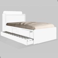 Cama Solteiro Tamires Baú Branco Com Auxiliar - 3