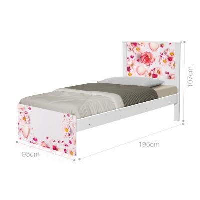 Cama Solteiro Com Cabeceira Adesivada Rosas