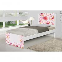Cama Solteiro Com Cabeceira Adesivada Rosas - 3