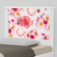 Cama Solteiro Com Cabeceira Adesivada Rosas