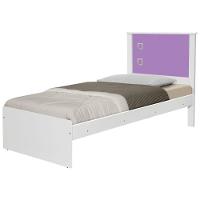 Cama Solteiro Alicante Branca E Lilas Com Cabeceira - 1