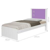 Cama Solteiro Alicante Branca E Lilas Com Cabeceira - 2