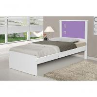 Cama Solteiro Alicante Branca E Lilas Com Cabeceira - 3