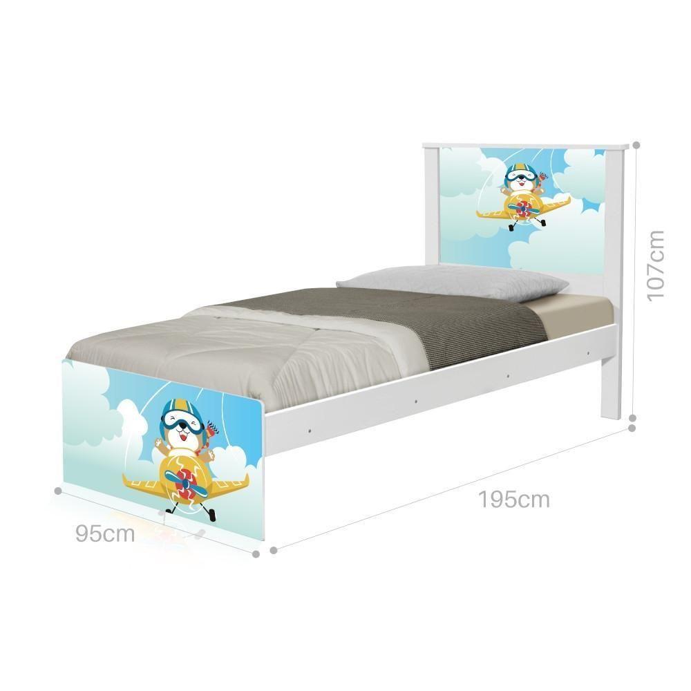 Cama Solteiro Com Cabeceira Adesivada Ursinho Patrulheiro - 1