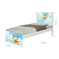 Cama Solteiro Com Cabeceira Adesivada Ursinho Patrulheiro - 1