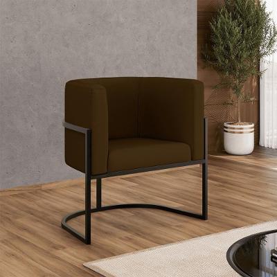 Poltrona Decorativa Lua Corino Marrom Balaqui Decor