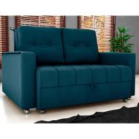Sofá Cama 2 Lugares Duleek Veludo Maserati Azul - 1