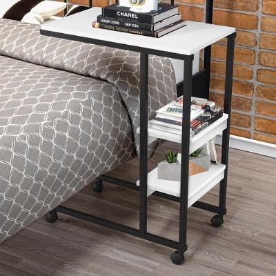 Mesa Industrial Auxiliar Para Cama Miti Preto E Branco