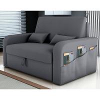 Sofá Cama Com Baú Luka Veludo Cinza - 1