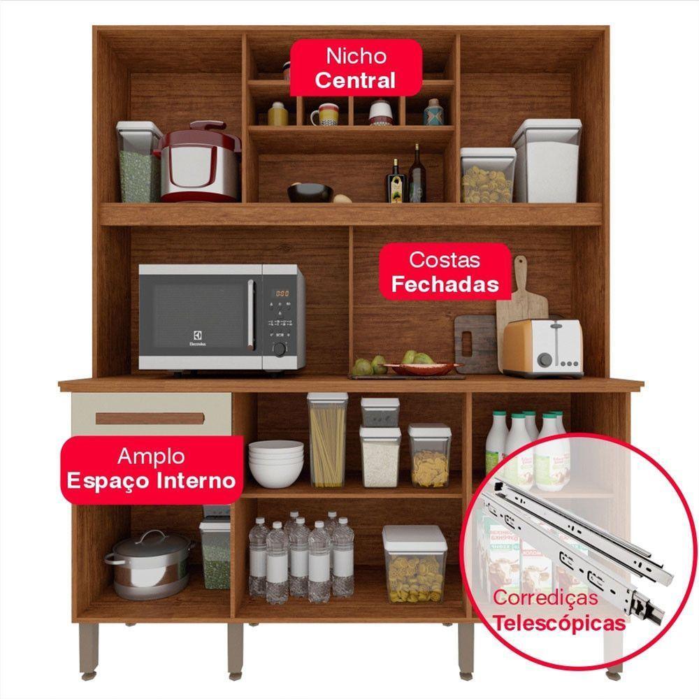 Armário Para Cozinha 6 Portas 2 Gavetas Luna Plus Móveis Imop Cinamomo Com Off White - 3