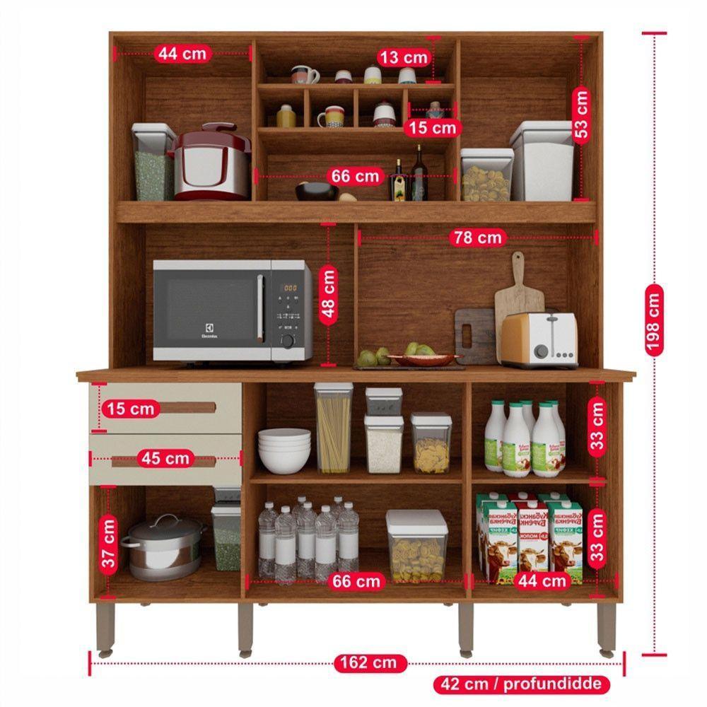 Armário Para Cozinha 6 Portas 2 Gavetas Luna Plus Móveis Imop Cinamomo Com Off White - 6